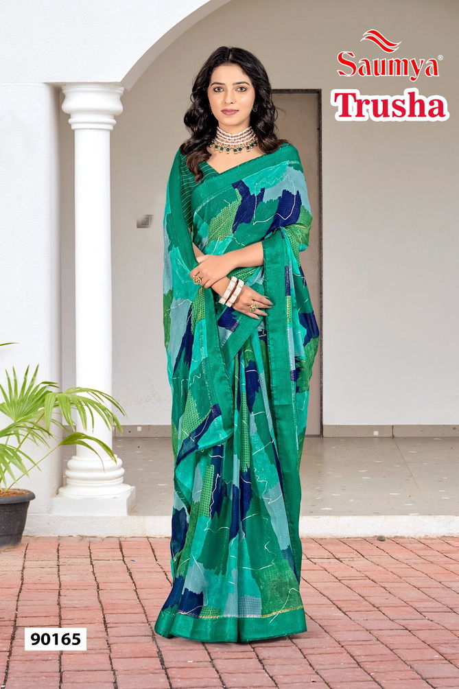 Trusha By Saumya Satin Printed Designer Sarees Wholesale Market In Surat 